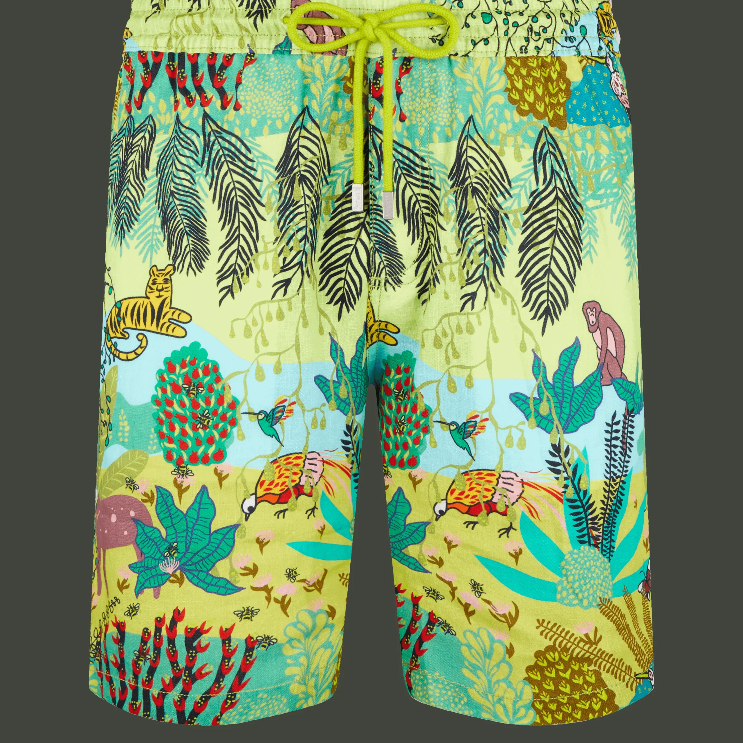 Flash Sale Vilebrequin Men Printed Linen Bermuda Jungle Rousseau Ginger/Green
