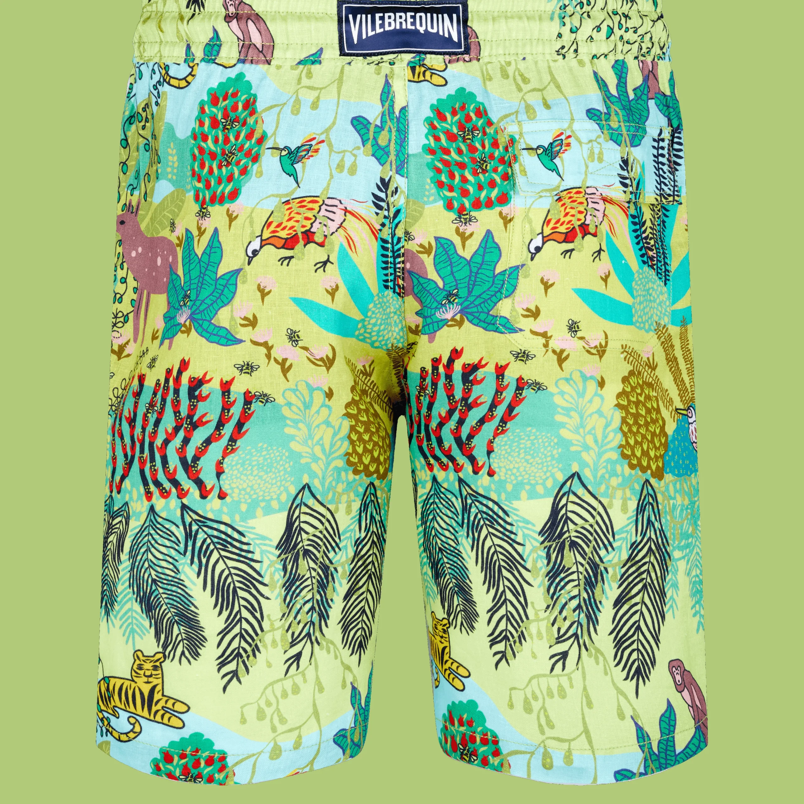 Flash Sale Vilebrequin Men Printed Linen Bermuda Jungle Rousseau Ginger/Green