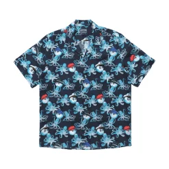 Online Vilebrequin Men Printed Linen Bowling Shirt - X Malbon Navy/Blue