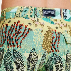 Clearance Vilebrequin Men Printed Linen Pants Jungle Rousseau Ginger/Green