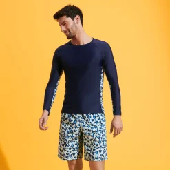 Best Vilebrequin Men Rashguard Long Sleeves Turtles Leopard Thalassa/Blue