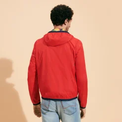 Sale Vilebrequin Men Reversible Windbreaker Jacket Marche Provencal Poppy Red/Red