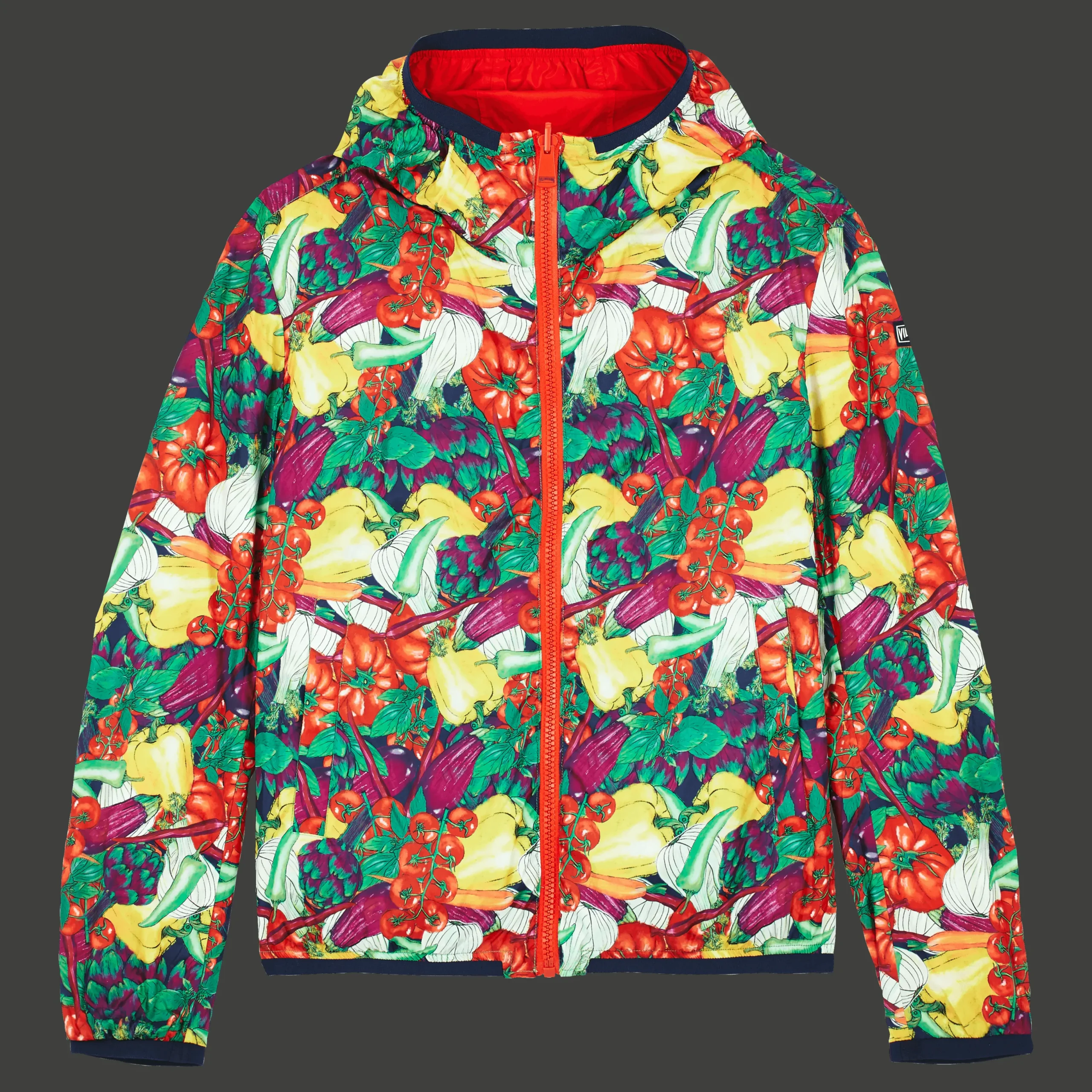 Sale Vilebrequin Men Reversible Windbreaker Jacket Marche Provencal Poppy Red/Red