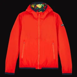 Sale Vilebrequin Men Reversible Windbreaker Jacket Marche Provencal Poppy Red/Red