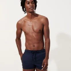 Discount Vilebrequin Men Short Woolen Swim Trunks Micro Carreaux- X The Woolmark Company Navy/Blue