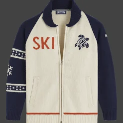 Best Vilebrequin Men Ski Turtle Wool Cardigan Off White/White