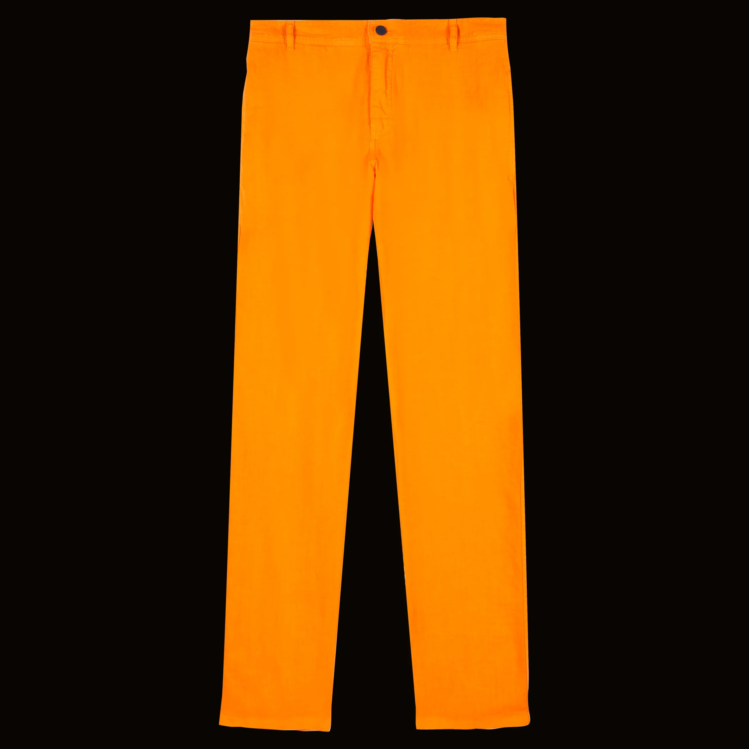 Discount Vilebrequin Men Straight Linen Pants Solid Carrot/Orange