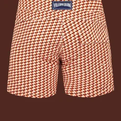 Best Sale Vilebrequin Men Stretch Short Swim Trunks Flat Belt Micro Mouettes Straw/Yellow