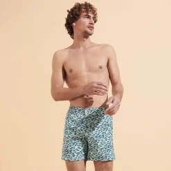 Best Sale Vilebrequin Men Stretch Short Swim Trunks Flat Belt Gulf Stream Thalassa/Blue