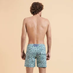 Best Sale Vilebrequin Men Stretch Short Swim Trunks Flat Belt Gulf Stream Thalassa/Blue