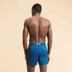 New Vilebrequin Men Stretch Short Swim Trunks Jacquard Tortue Calanque/Blue