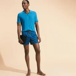 New Vilebrequin Men Stretch Short Swim Trunks Jacquard Tortue Calanque/Blue
