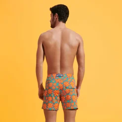 Fashion Vilebrequin Men Stretch Short Swim Trunks Flat Belt Poulpes Neon Tropezian Green/Green