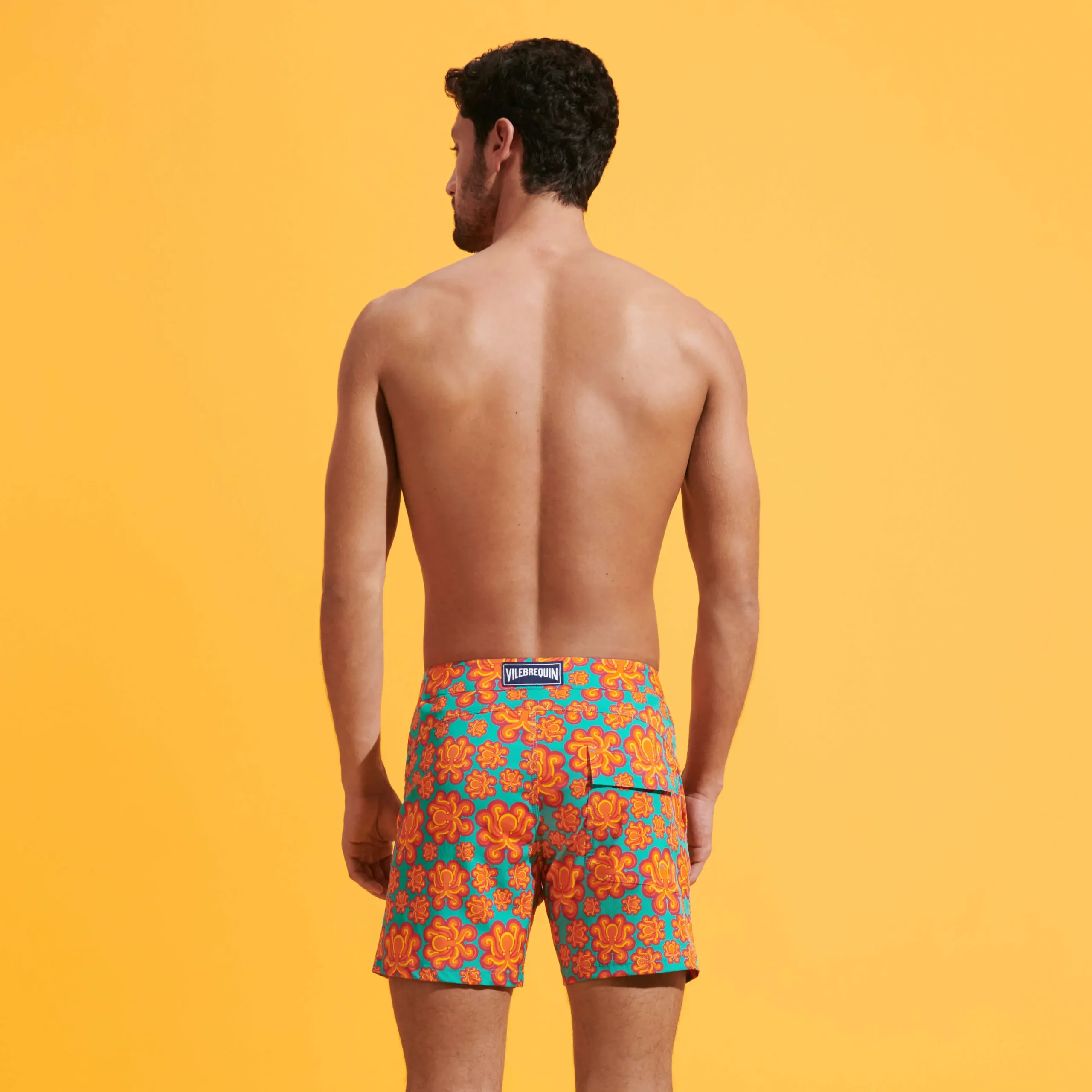 Fashion Vilebrequin Men Stretch Short Swim Trunks Flat Belt Poulpes Neon Tropezian Green/Green