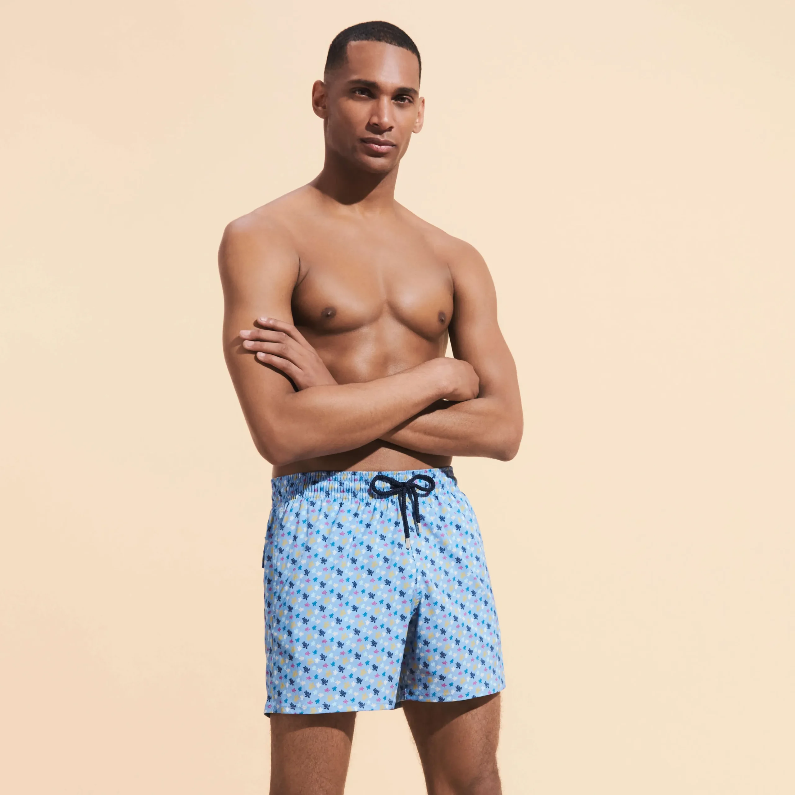 Best Sale Vilebrequin Men Stretch Swim Shorts Micro Ronde Des Tortues Rainbow Divine/Blue