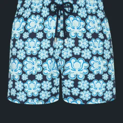 Shop Vilebrequin Men Stretch Swim Shorts Poulpes Neon Navy/Blue