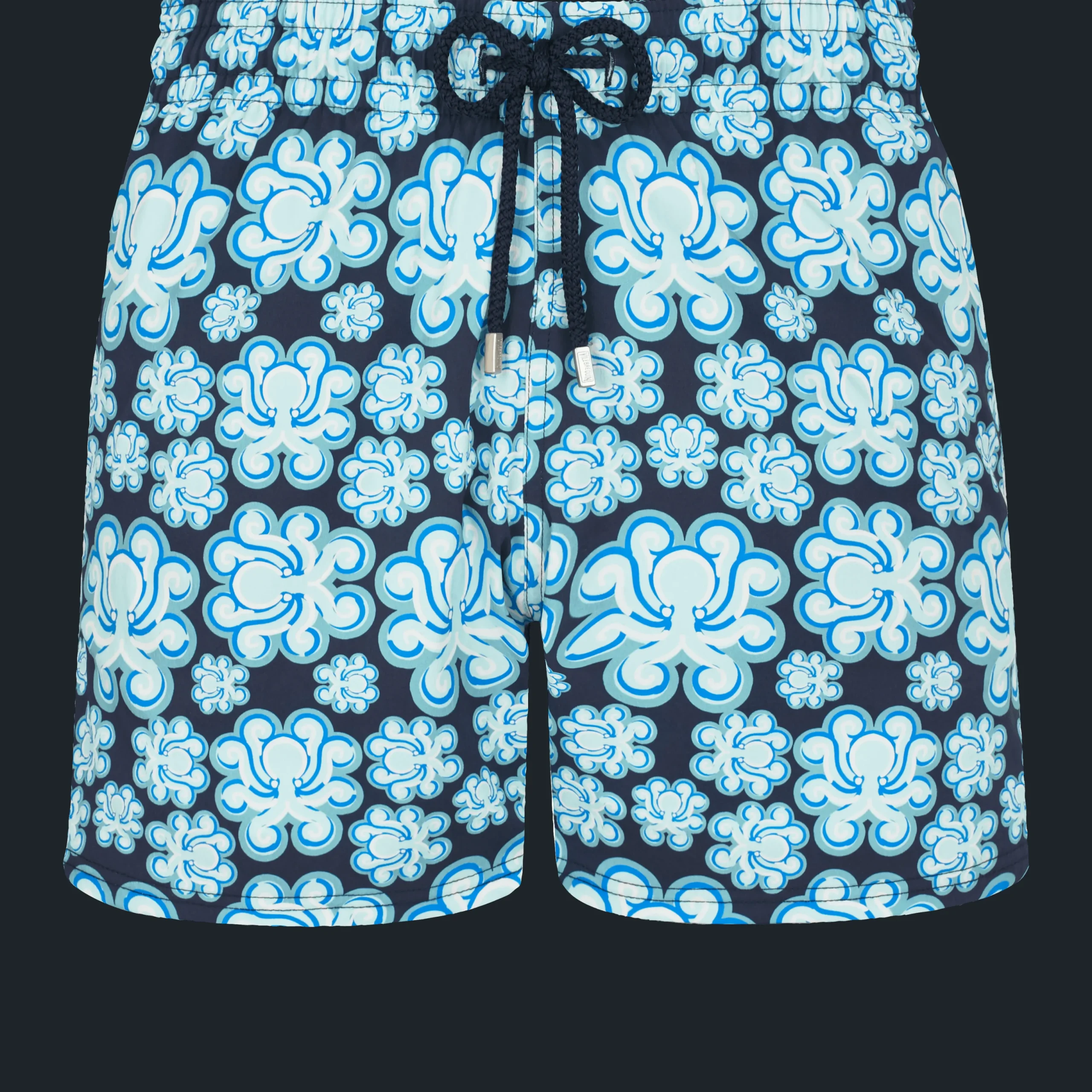 Shop Vilebrequin Men Stretch Swim Shorts Poulpes Neon Navy/Blue