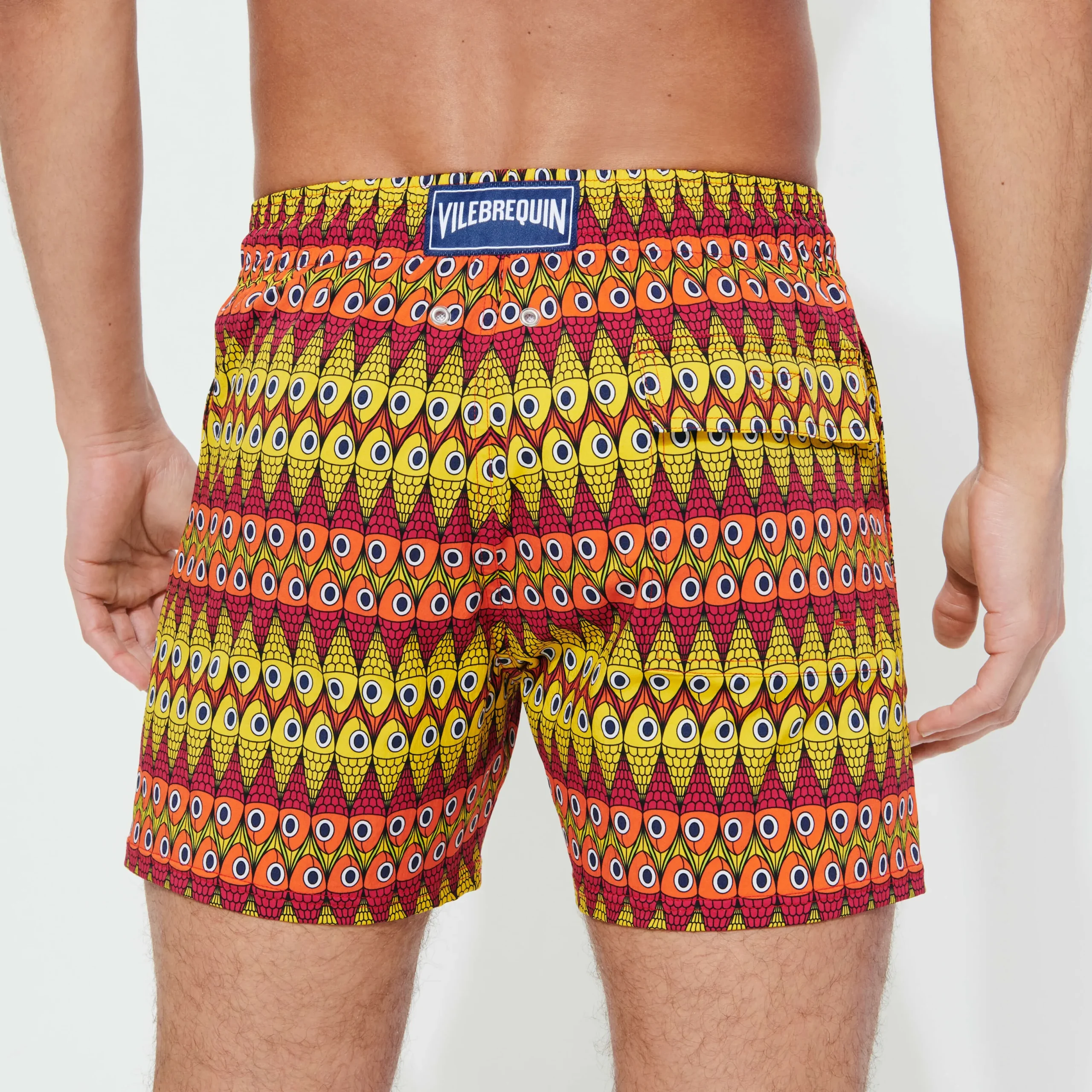 Cheap Vilebrequin Men Stretch Swim Trunks Fish On Line Burgundy/Red