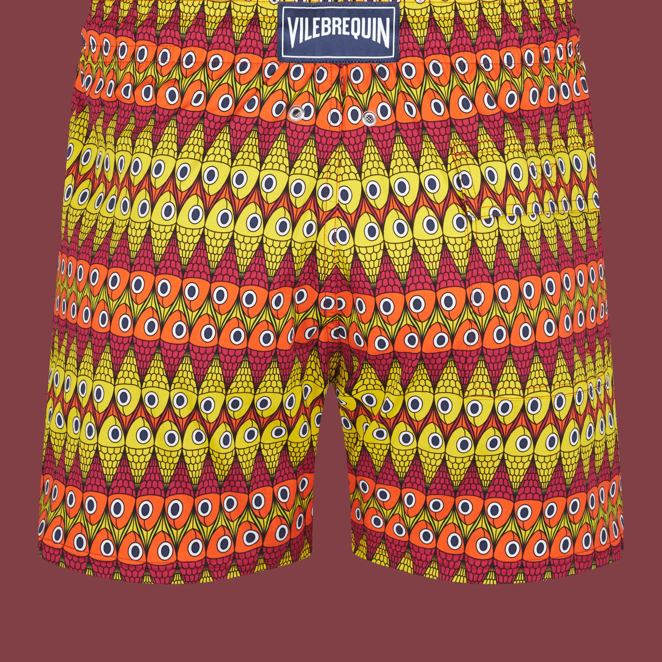 Cheap Vilebrequin Men Stretch Swim Trunks Fish On Line Burgundy/Red
