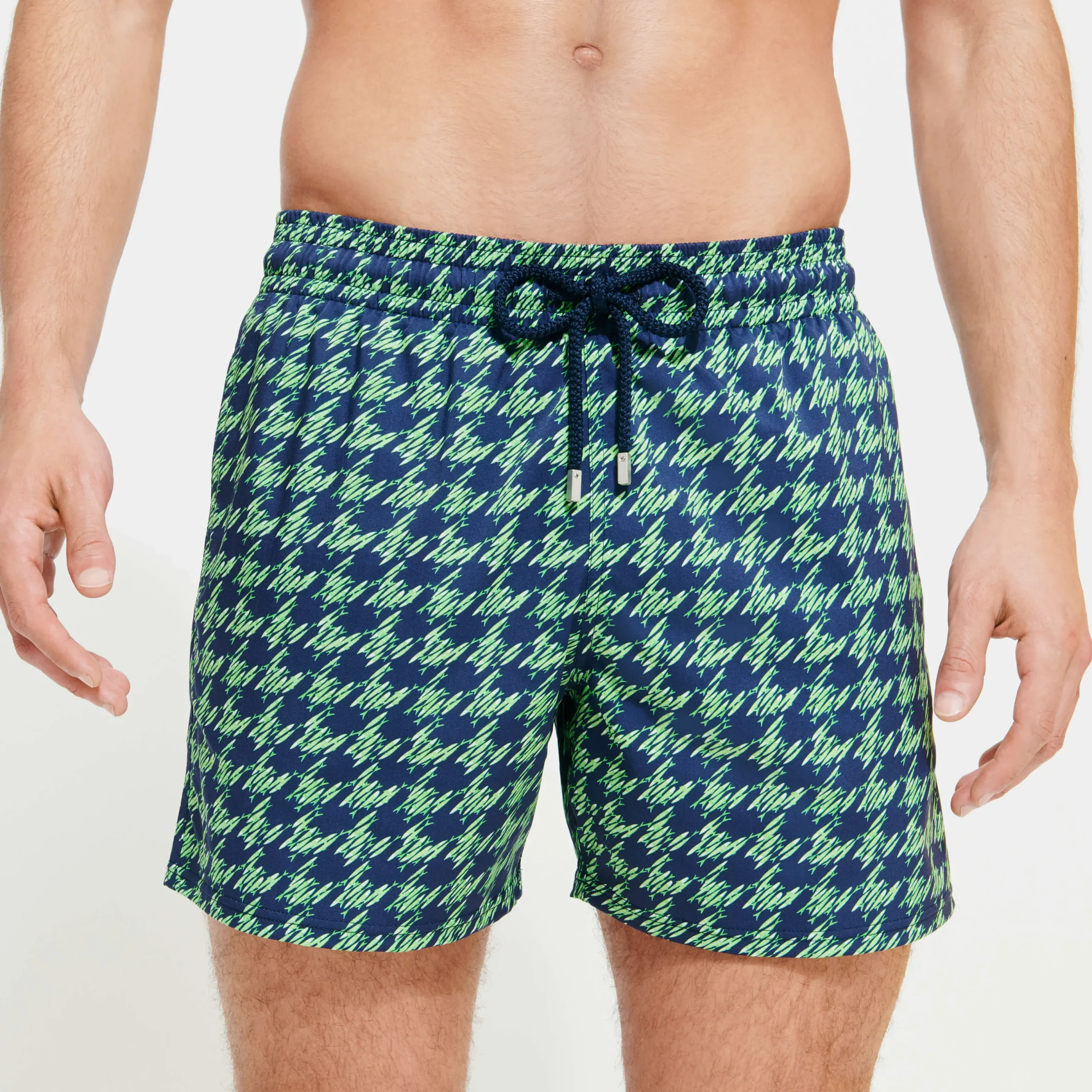 Cheap Vilebrequin Men Stretch Swim Trunks Fish Foot Navy/Blue