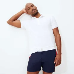Cheap Vilebrequin Men Stretch Swim Trunks Flat Belt Color Block Navy/Blue