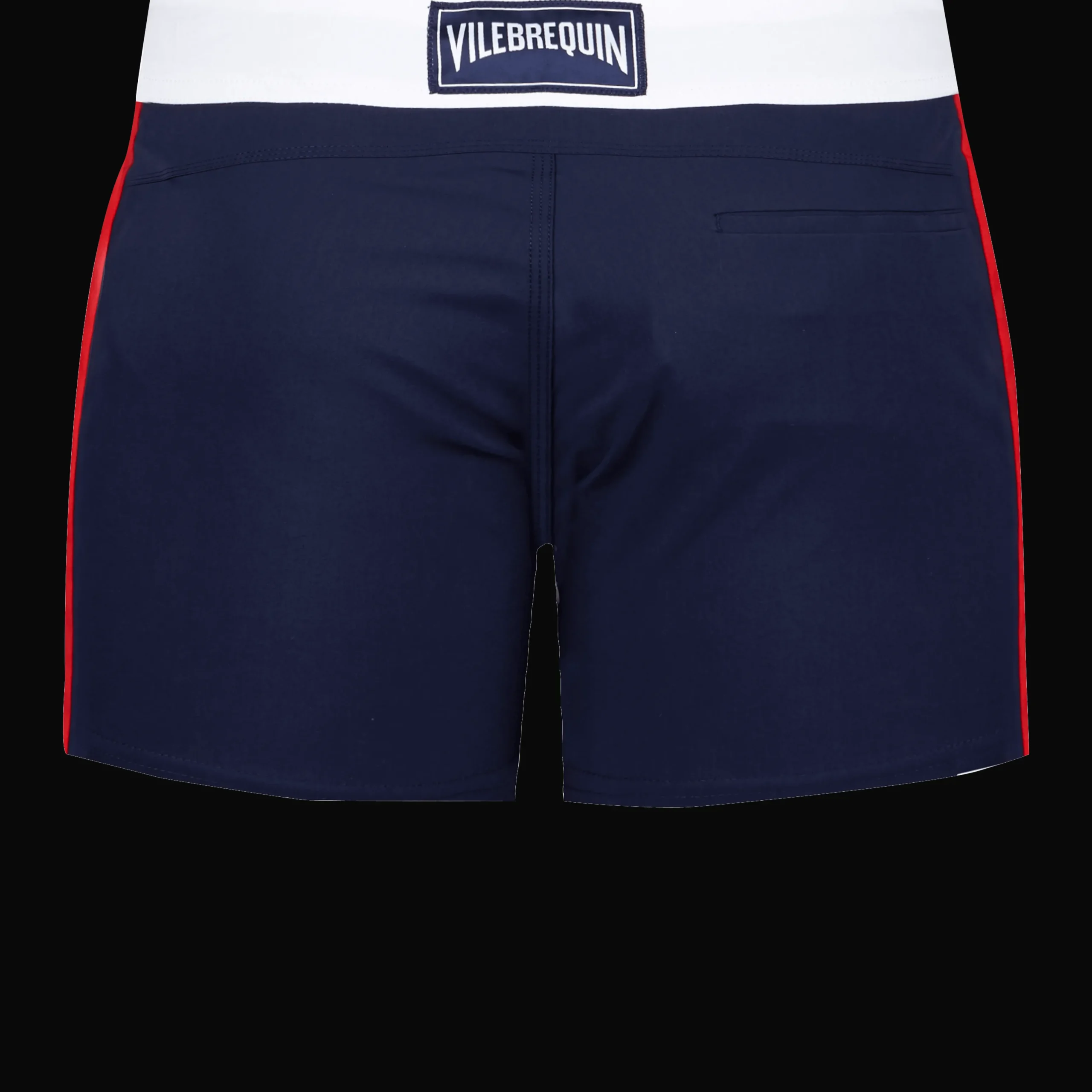 Cheap Vilebrequin Men Stretch Swim Trunks Flat Belt Color Block Navy/Blue