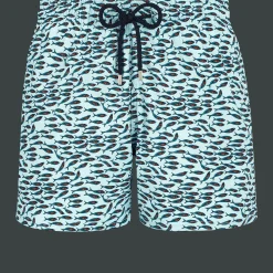New Vilebrequin Men Stretch Swim Trunks Gulf Stream Thalassa/Blue