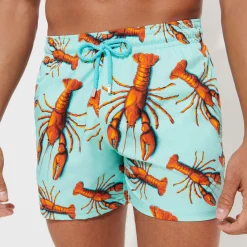 Best Vilebrequin Men Stretch Swim Trunks Lobster Lagoon/Blue