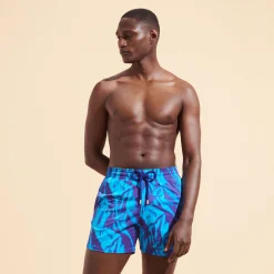 Fashion Vilebrequin Men Stretch Swim Trunks Les Draps Froisses Neptune Blue/Blue