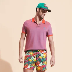 New Vilebrequin Men Stretch Swim Trunks Marche Provencal Navy/Blue