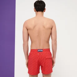 Online Vilebrequin Men Stretch Swim Trunks Micro Ronde Des Tortues Peppers/Red