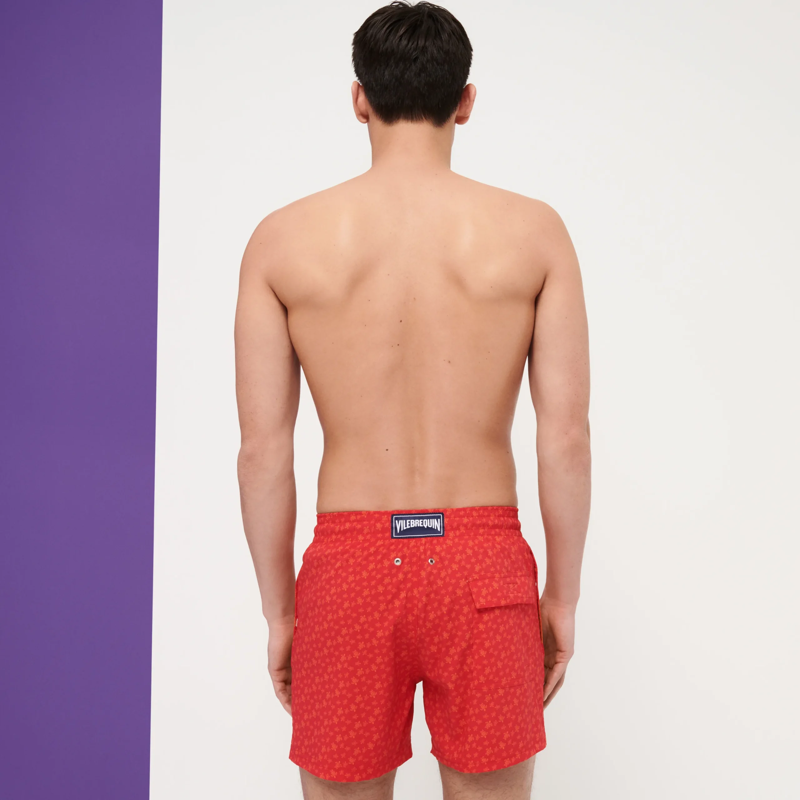 Online Vilebrequin Men Stretch Swim Trunks Micro Ronde Des Tortues Peppers/Red