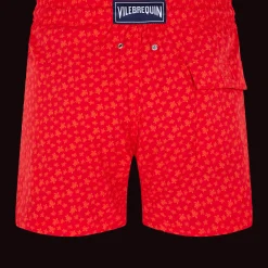 Online Vilebrequin Men Stretch Swim Trunks Micro Ronde Des Tortues Peppers/Red