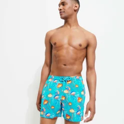 Outlet Vilebrequin Men Stretch Swim Trunks Neo Medusa Curacao/Blue