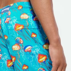 Outlet Vilebrequin Men Stretch Swim Trunks Neo Medusa Curacao/Blue