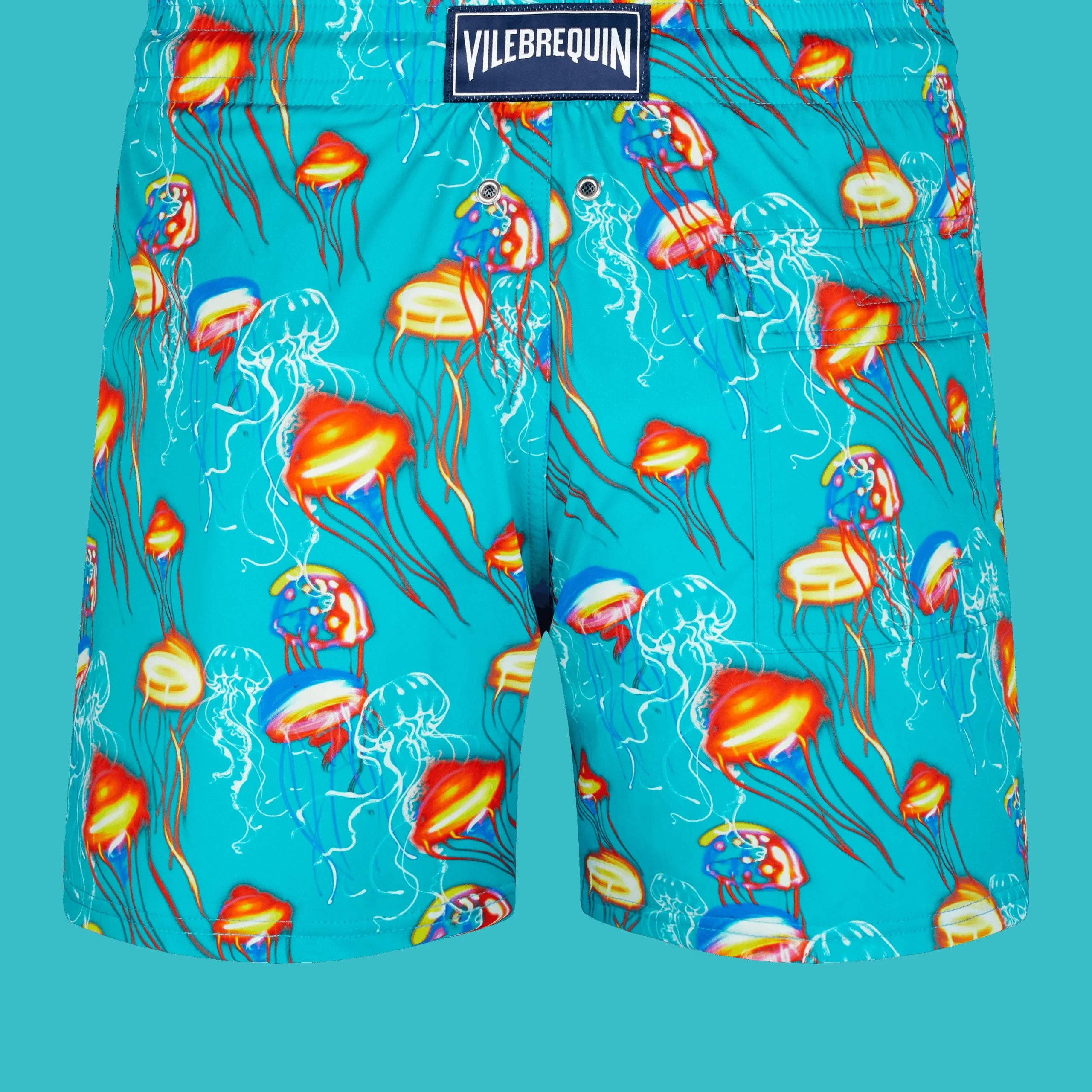 Outlet Vilebrequin Men Stretch Swim Trunks Neo Medusa Curacao/Blue