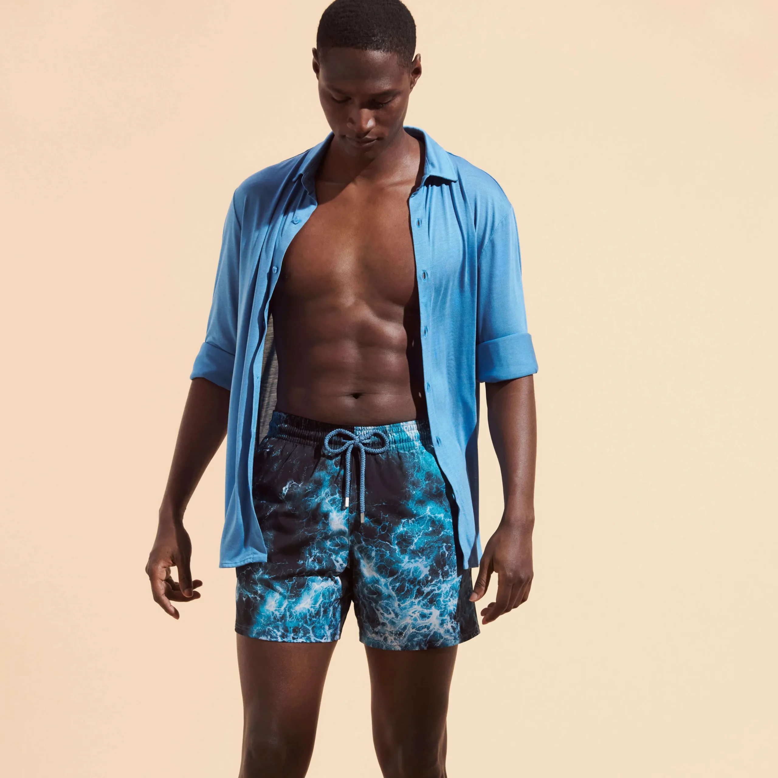 Store Vilebrequin Men Stretch Swim Trunks Ocean Navy/Blue
