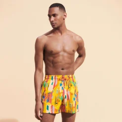 Best Sale Vilebrequin Men Stretch Swim Trunks Sunny Streets Sun/Yellow
