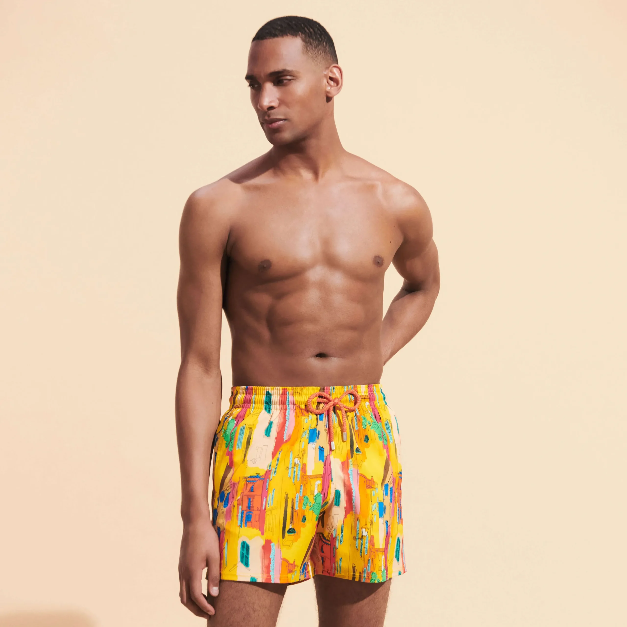Best Sale Vilebrequin Men Stretch Swim Trunks Sunny Streets Sun/Yellow