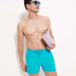 Hot Vilebrequin Men Stretch Swim Trunks Solid Curacao/Blue