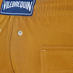 Online Vilebrequin Men Stretch Swim Trunks Solid Bark/Beige