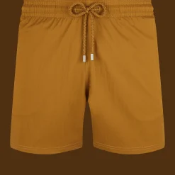 Online Vilebrequin Men Stretch Swim Trunks Solid Bark/Beige