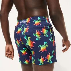 Discount Vilebrequin Men Stretch Swim Trunks Tortues Rainbow Multicolor - X Kenny Scharf Navy/Blue