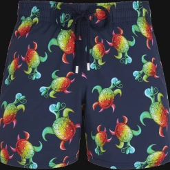 Discount Vilebrequin Men Stretch Swim Trunks Tortues Rainbow Multicolor - X Kenny Scharf Navy/Blue