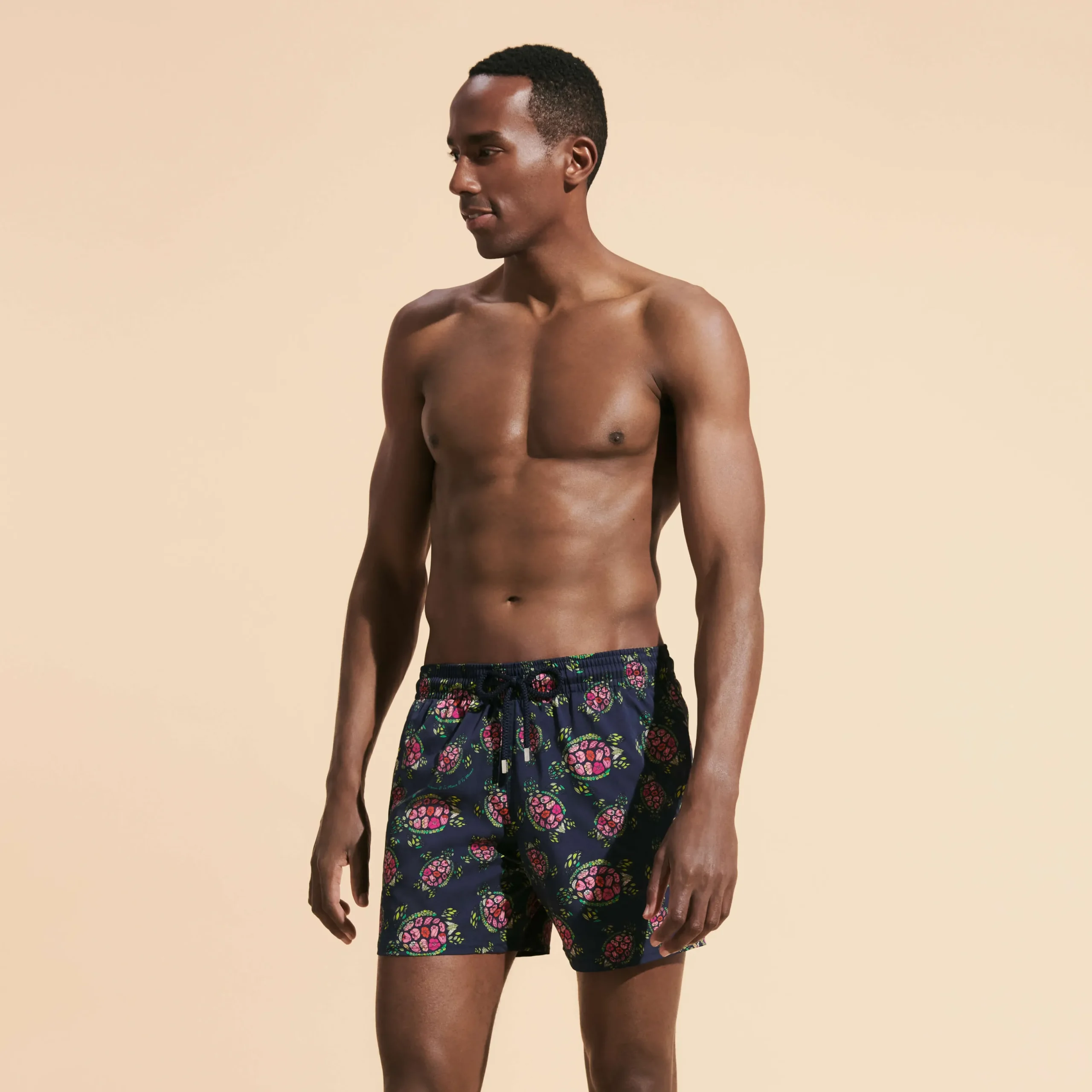 Outlet Vilebrequin Men Stretch Swimwear Provencal Turtles Navy/Blue