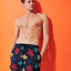 Best Sale Vilebrequin Men Stretch Swimwear Ronde Des Tortues Navy/Blue