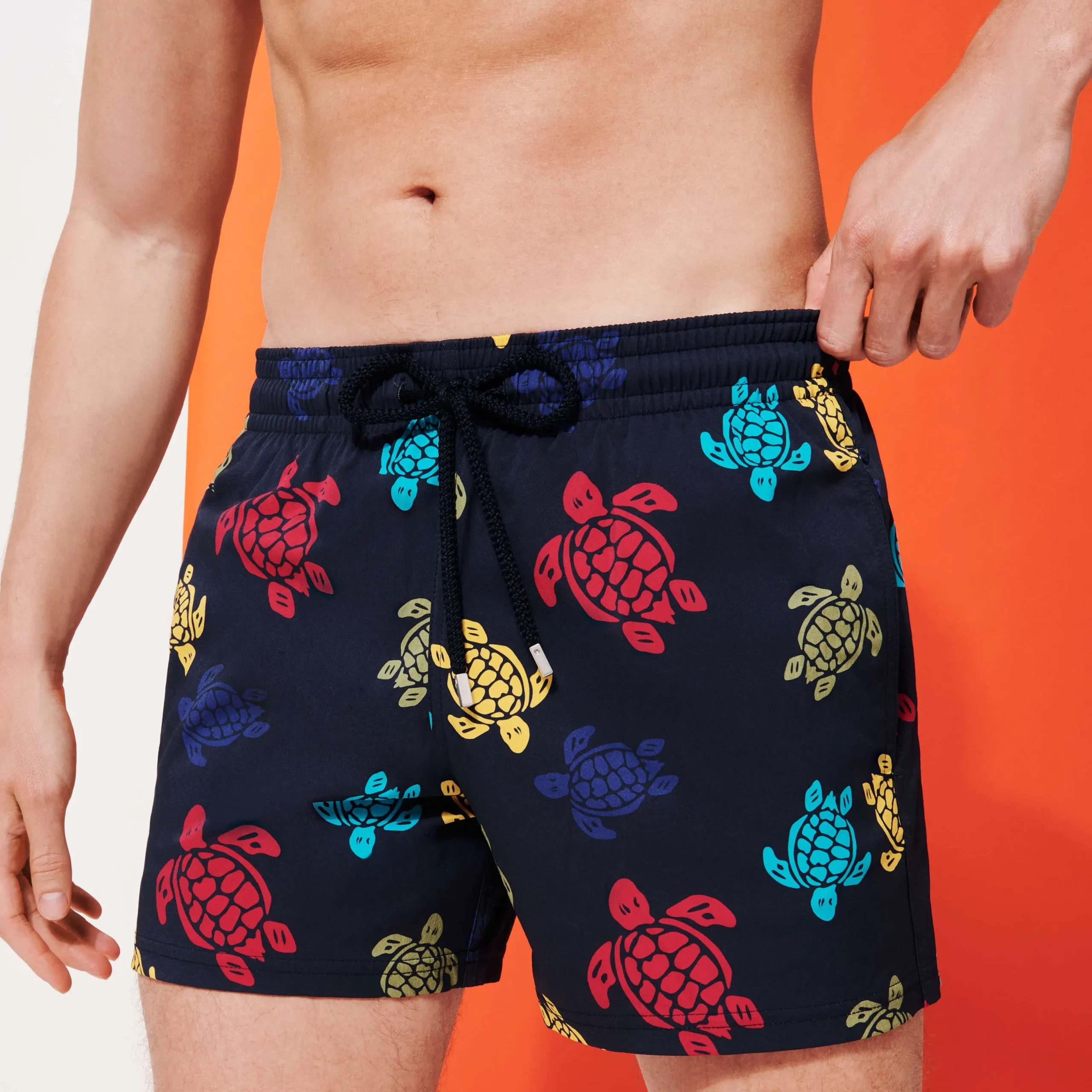 Best Sale Vilebrequin Men Stretch Swimwear Ronde Des Tortues Navy/Blue
