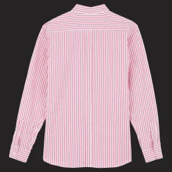 Online Vilebrequin Men Striped Seersucker Shirt Candy Pink/Pink