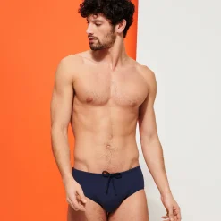 Best Vilebrequin Men Swim Brief Solid Navy/Blue