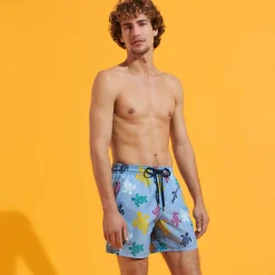 Online Vilebrequin Men Swim Shorts Ronde Des Tortues Multicolores Divine/Blue